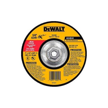 Dewalt DeWalt DW4999 Metal Grinding Wheel Type 27 7" DIA. 24 Grit Aluminum Oxide - Pkg Qty 10 DW4999